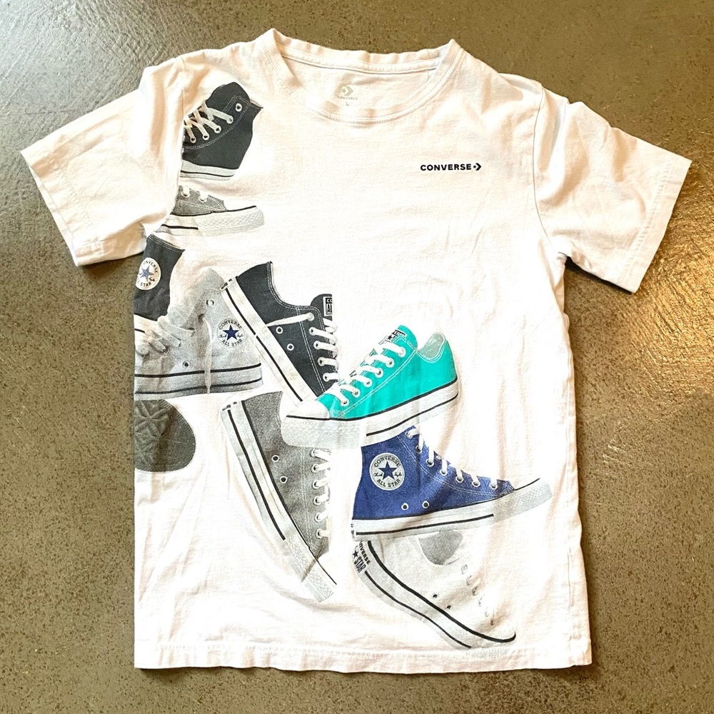 Converse Graphic High Top Sneakers Tee. Boys Large 12/13.